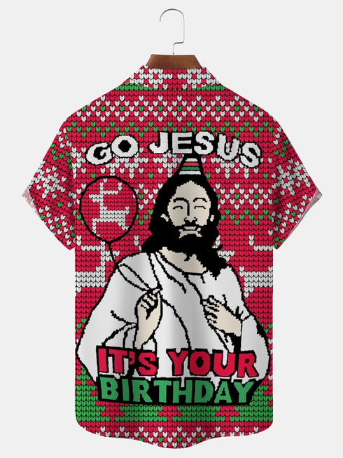 Men's Christmas Funny Graphic Short Sleeve Hawaiian Shirt